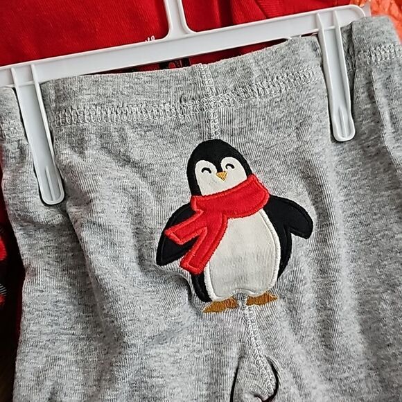 Carter's 3 Piece Set Penguin Bodysuits Pants Mommy's Cool Dude Red White Grey 6M - Picture 4 of 5